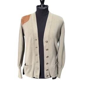 Ralph Lauren Tan Cardigan with Brown Patch